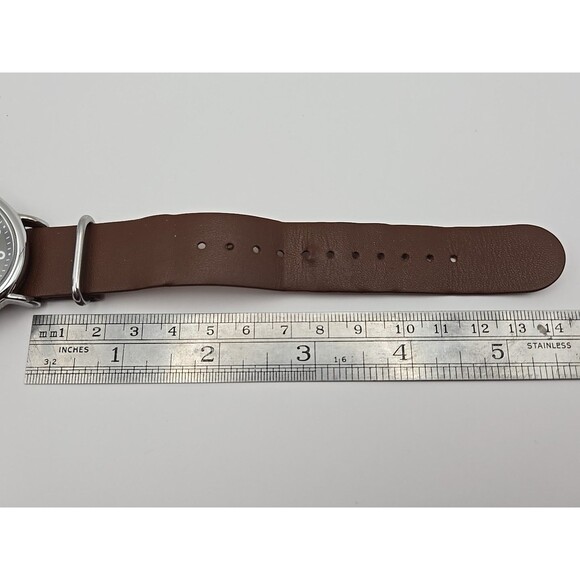 Timex Weekender TW2R63100 38mm Indiglo Military Watch Mens Brown Band New Batter - Picture 8 of 12